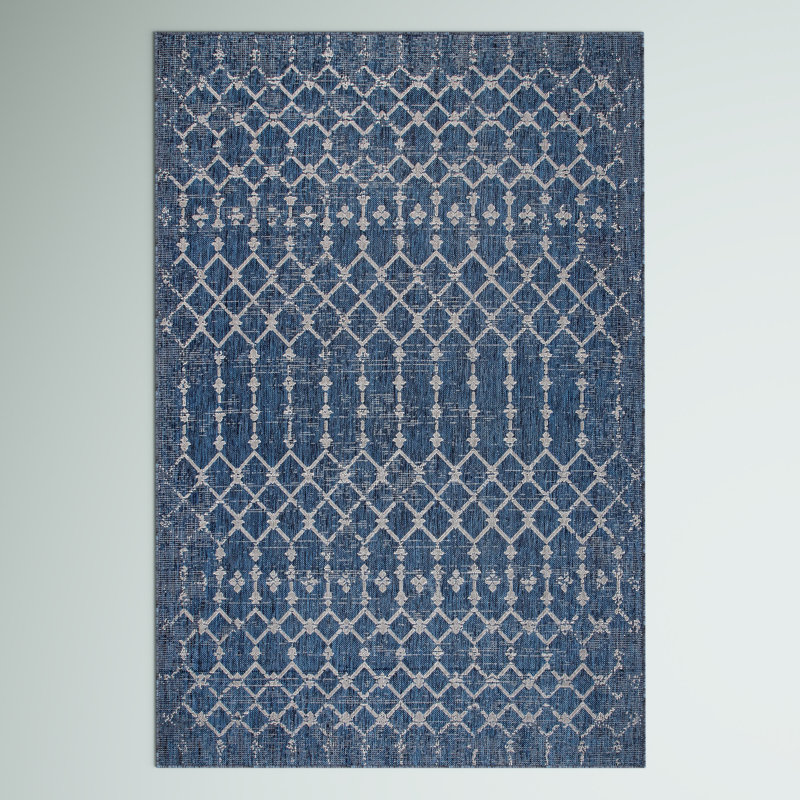 Tapis intérieur / extérieur bleu Kadisha, Rectangle 4 pi x 6 pi