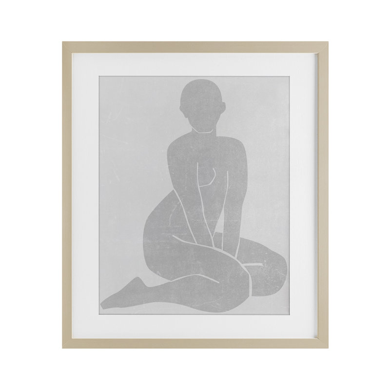 «Veiled Nude Contour», reproduction de verre encadrée, par Melissa Wang, H 21 po x l 17 po, Cadre de récolte en pin