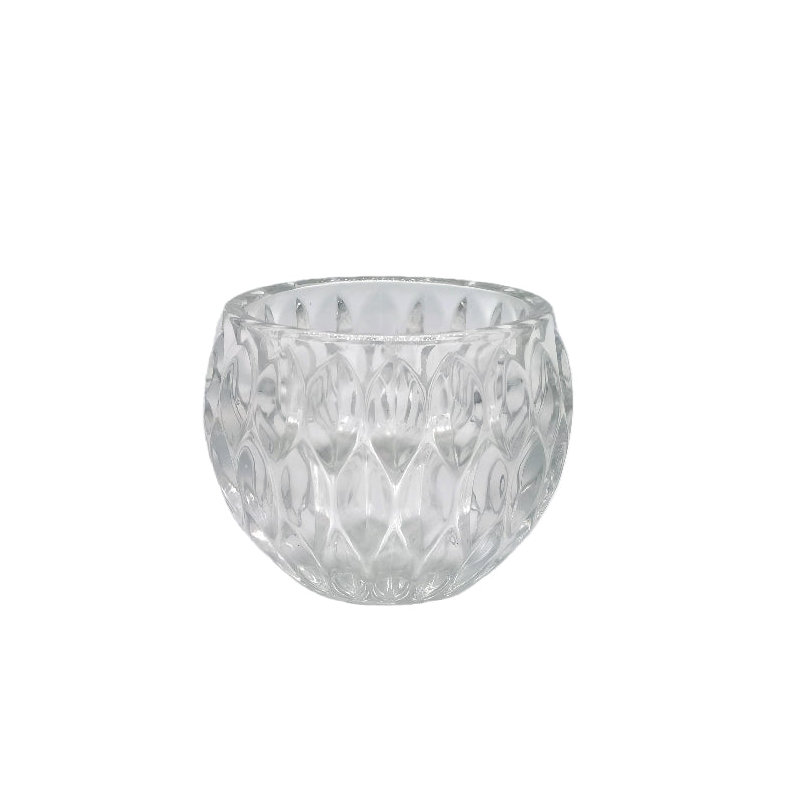 Kendi Textured Glass Bowl Vase, Clear Bubble
