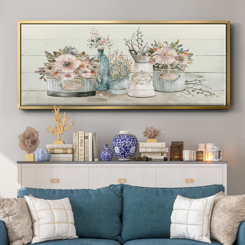 Marché aux fleurs - Toile encadrée, 12" H x 30" W