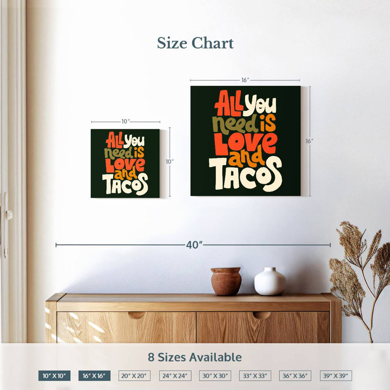 Tergel Love and Tacos, H 10 po x l 10 po
