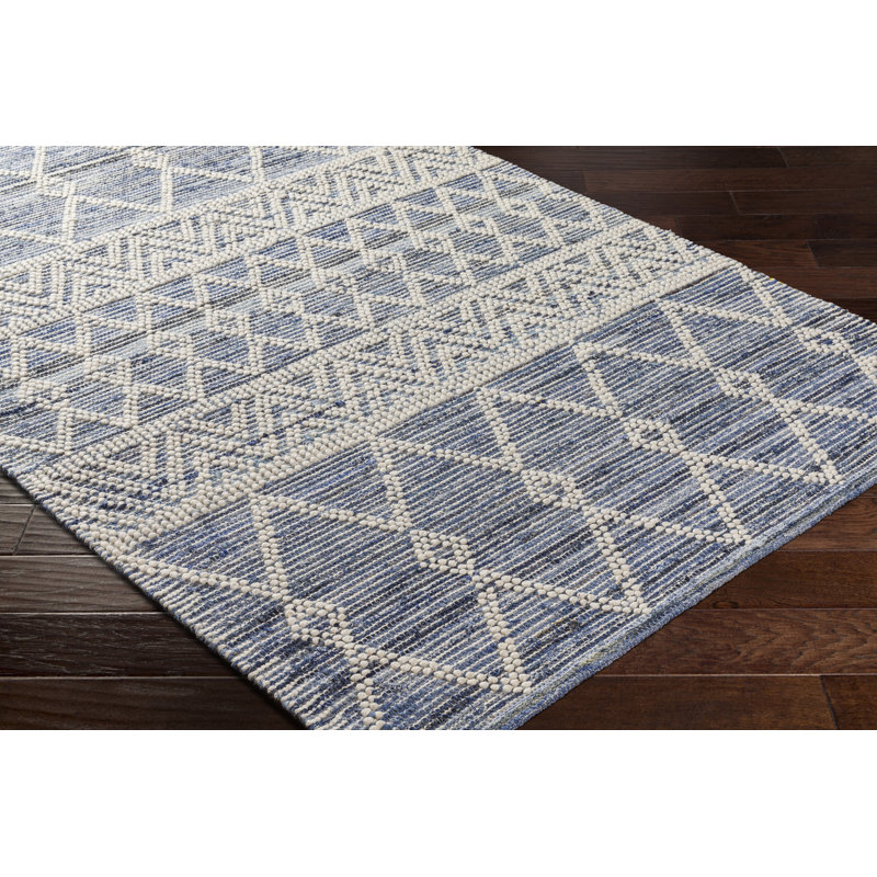 Tapis bleu / ivoire à tissage plat Andersonville, Rectangle 9 pi x 12 pi