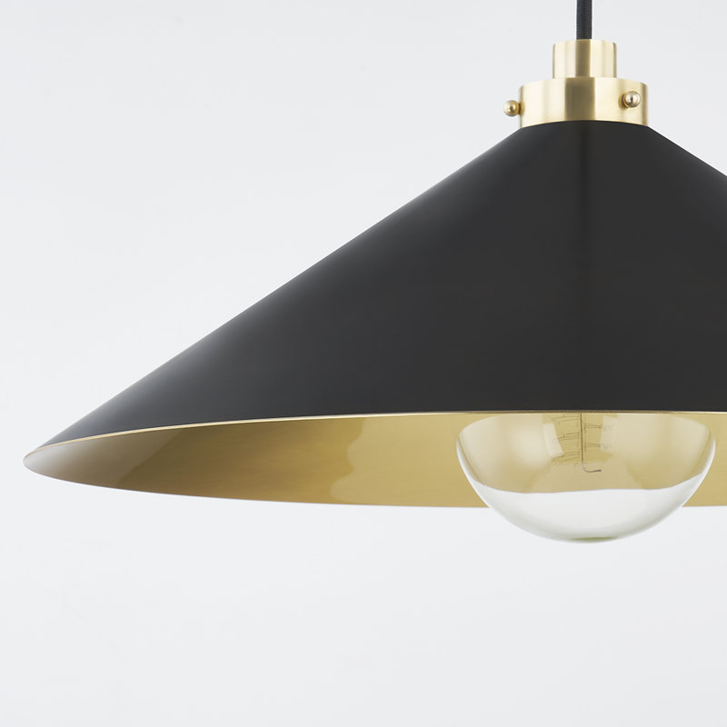 1 - Light Pendant, Distressed Bronze, 8.5" H x 20" W x 20" D, Aged Brass