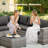 Bobia 13-piece Modular Outdoor Wicker Sectional Sofa Set With Propane Fire Pit Table, Wide Armrests, Rattan Patio Conversation Set With Coffee Table And Cushions-1377889998