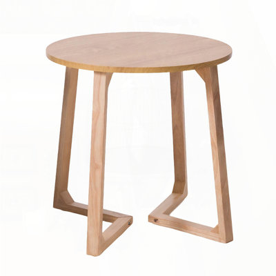 24" Round End Table with V-Shaped Legs – Mid-Century Modern Solid Wood