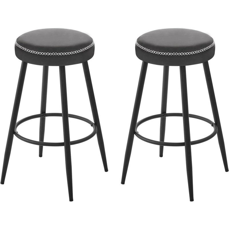 Shey Upholstered Counter Stool with Metal Frame, Anthracite