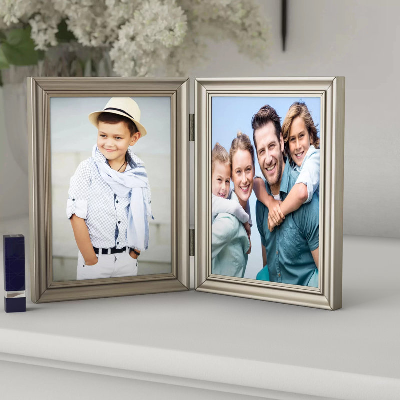 Pewter Metal Beveled Picture Frame