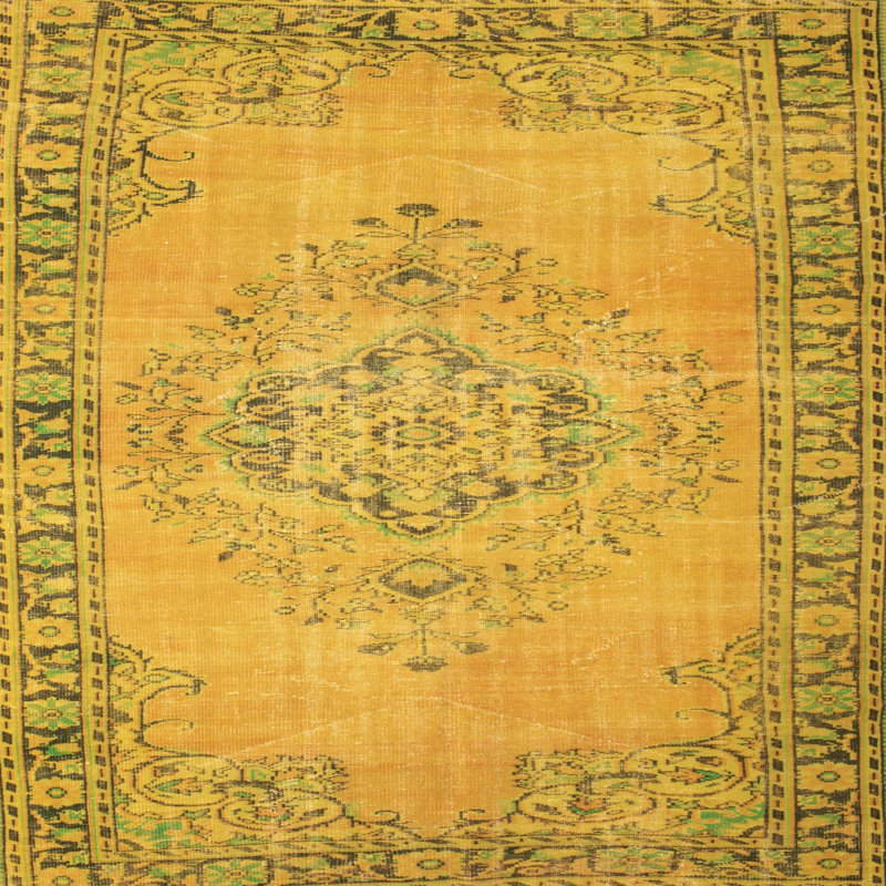 Tapis contemporain jaune, Carré 8 pi