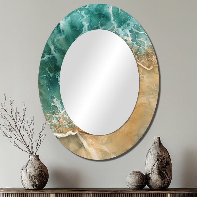 Miroir mural Coastal Spiral Emerald Seashell II - Coastal, 40 po x 30 po