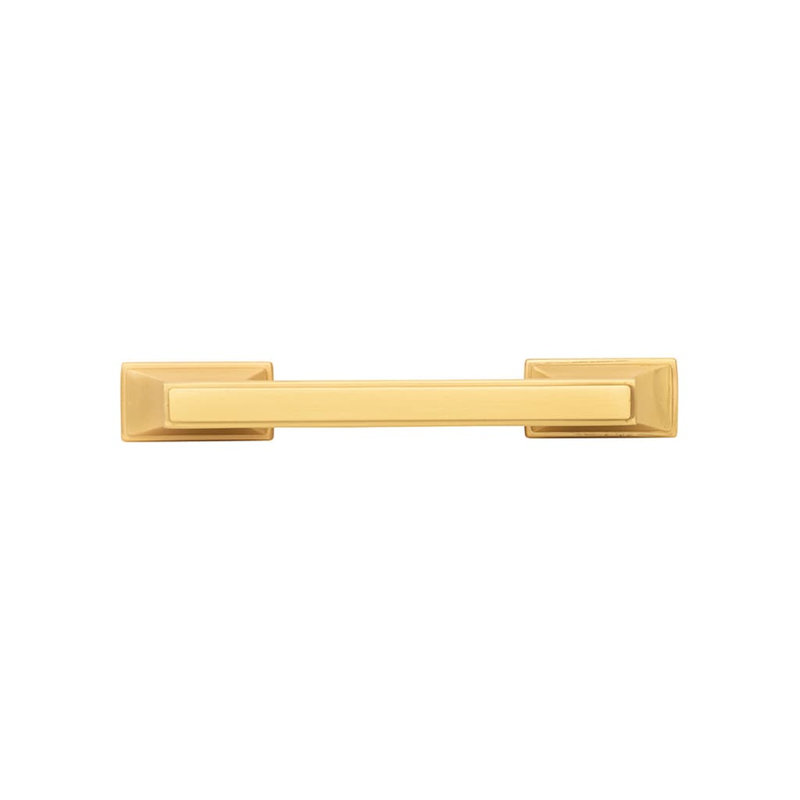 Brownstone Collection Handle Pull - Cabinet Pull - Transitional Hardware for Drawers & Cabinets, Brushed Golden Brass, 3 3/4"