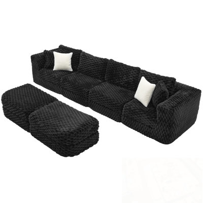 Modular Sectional Sofa with Two Movable Ottomans