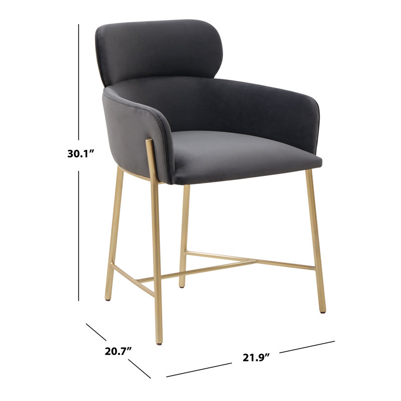 Tighe 19.3'' H Upholstered Armchair, Dark Grey, Gold