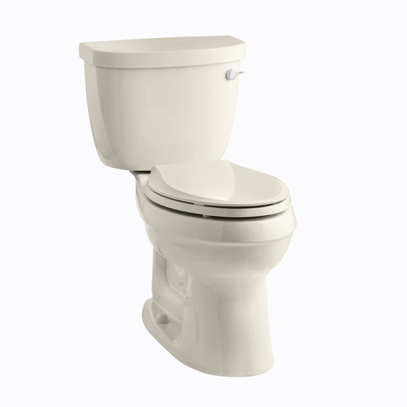 Cimarron Comfort Height Two-Piece Elongated 1.6 GPF Toilet with Aquapiston Flush Technology, Left-Hand Trip Lever and Tank Locks