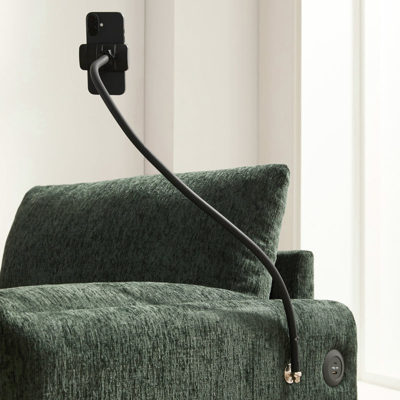 Chenille Armchair With Ottoman, Green