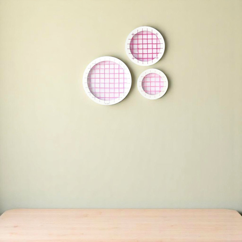 Pink Circle Solid Wood Memory Board Wall Decor In 3 Different Sizes, Modern Style For Living Room To Display Reminders, Pink