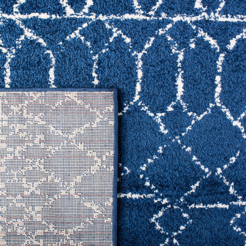 Tapis bleu marine à motif géométrique Cobos, Rectangulaire 3 pi x 5 pi