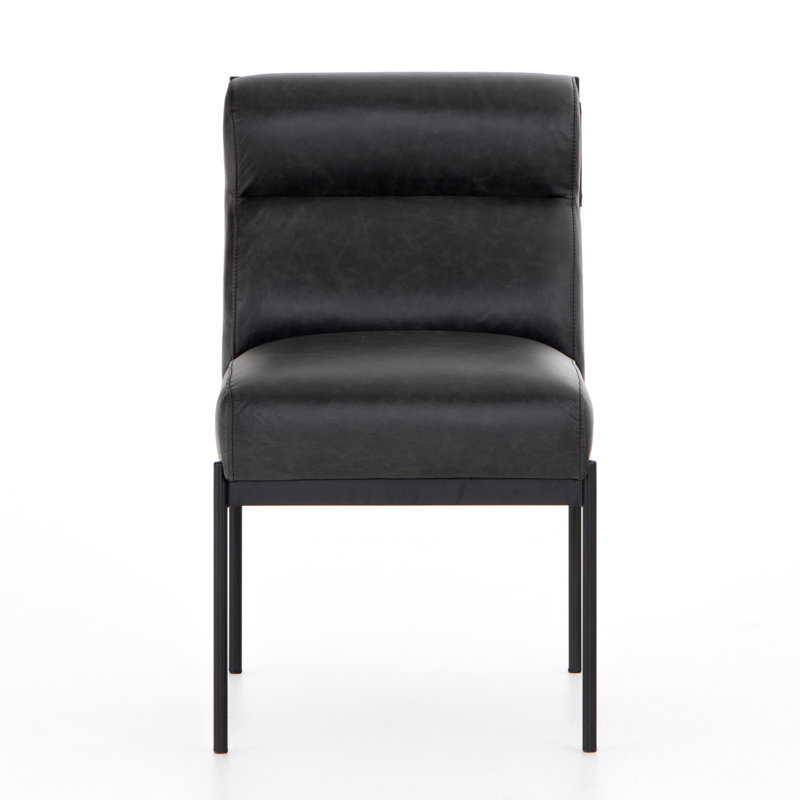 Klein Leather Upholstered Back Style Side Chair in Black