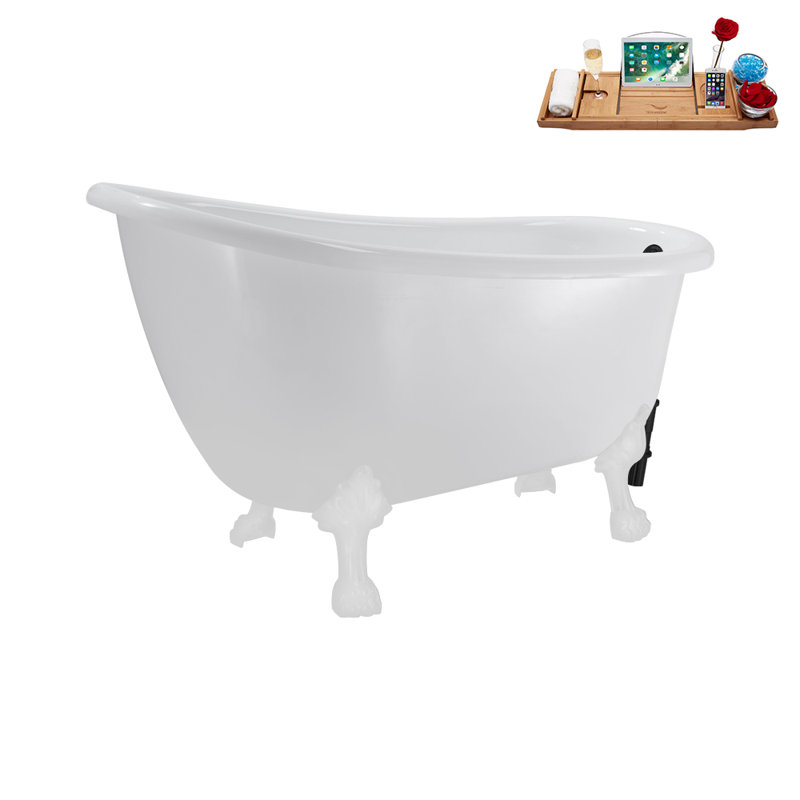 53.1'' x 25.6'' Soaking Acrylic Bathtub, Glossy White, Matte Black