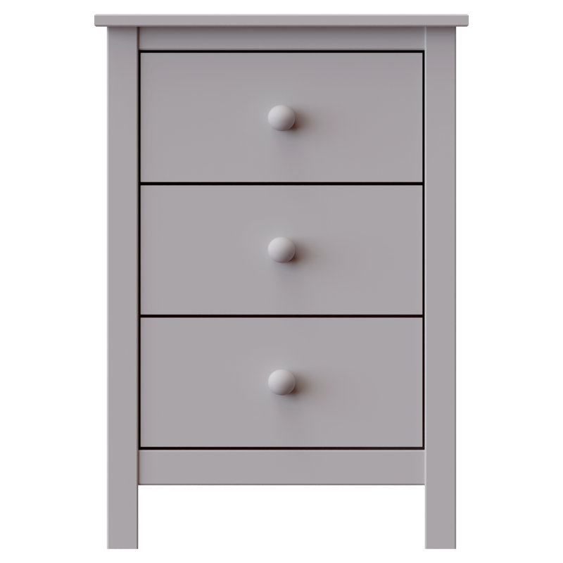 Creath Solid Pine Extra-Tall Nightstand with 3 Deep Drawers for Ample Storage by, Gray