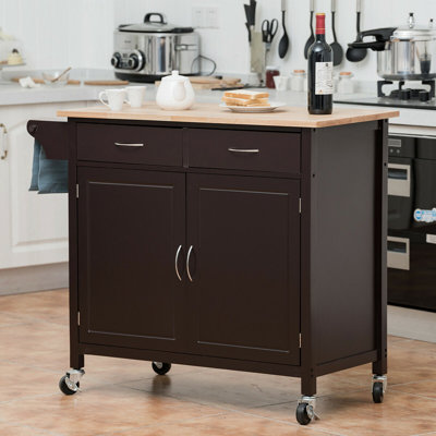 Omeara Solid Wood Top Kitchen Cart