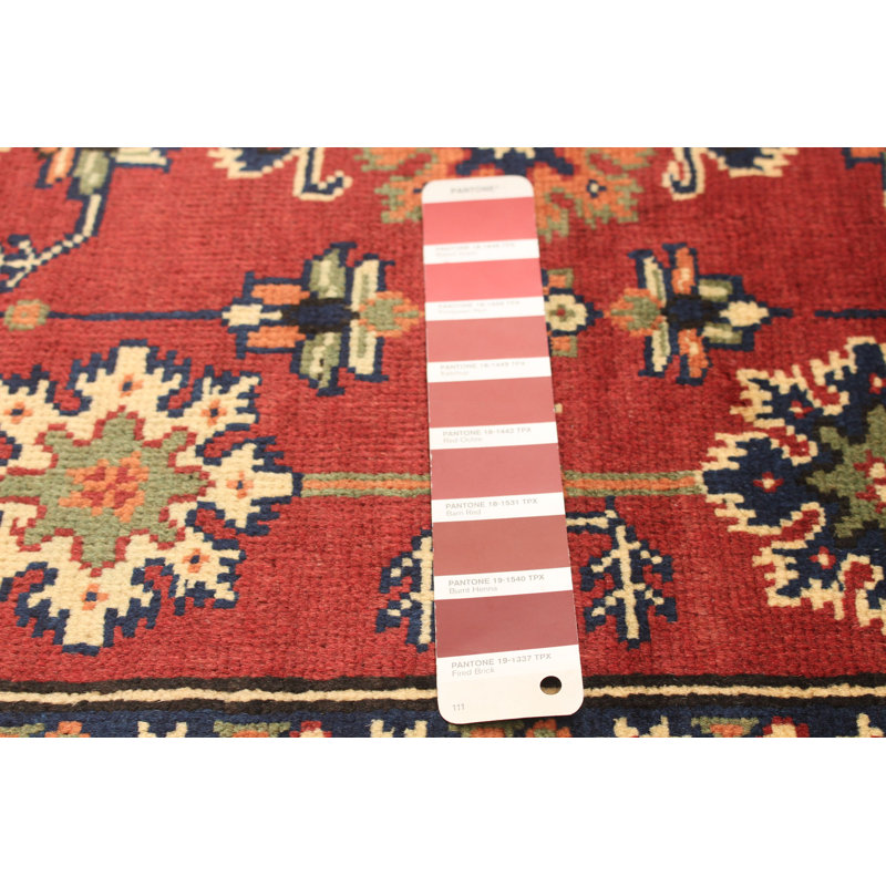 Tapis unique en laine noué à la main nouvel âge 3 pi 3 po x 4 pi 10 po Hadeel - rouge foncé / ivoire