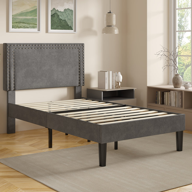Ensemble de chambre à coucher avec cadre de lit et table de chevet 2 pièces (ensemble de 2), Simple