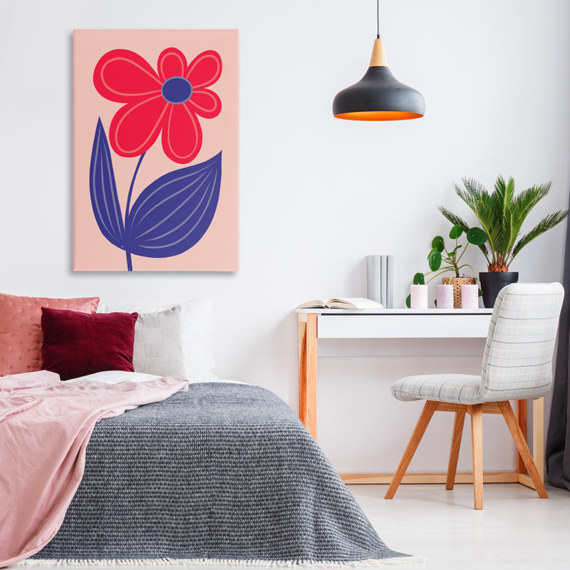 Toile marguerite rouge audacieuse ludique, design par Martina Pavlova, H 45 po x l 30 po