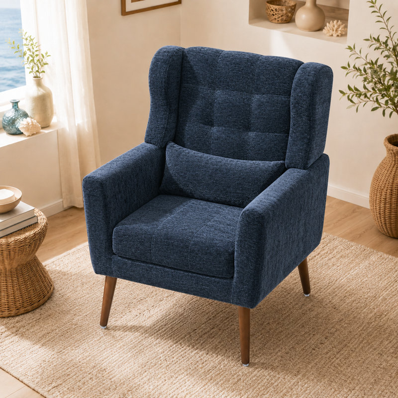 Fauteuil d'appoint Kawonna, Chenille bleu foncé