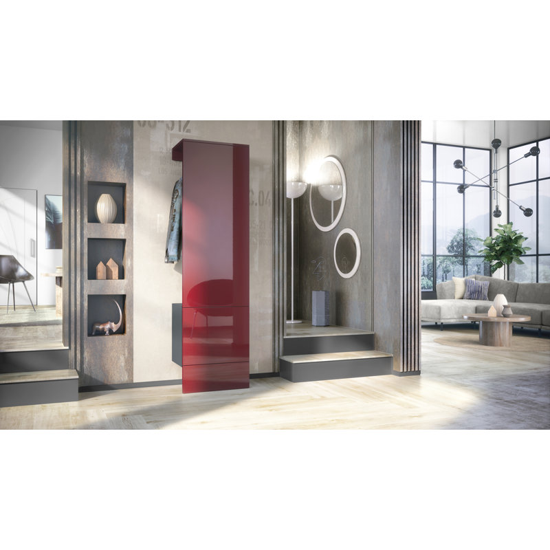 Chappa Hall Tree 52cm Wide, High-gloss burgundy