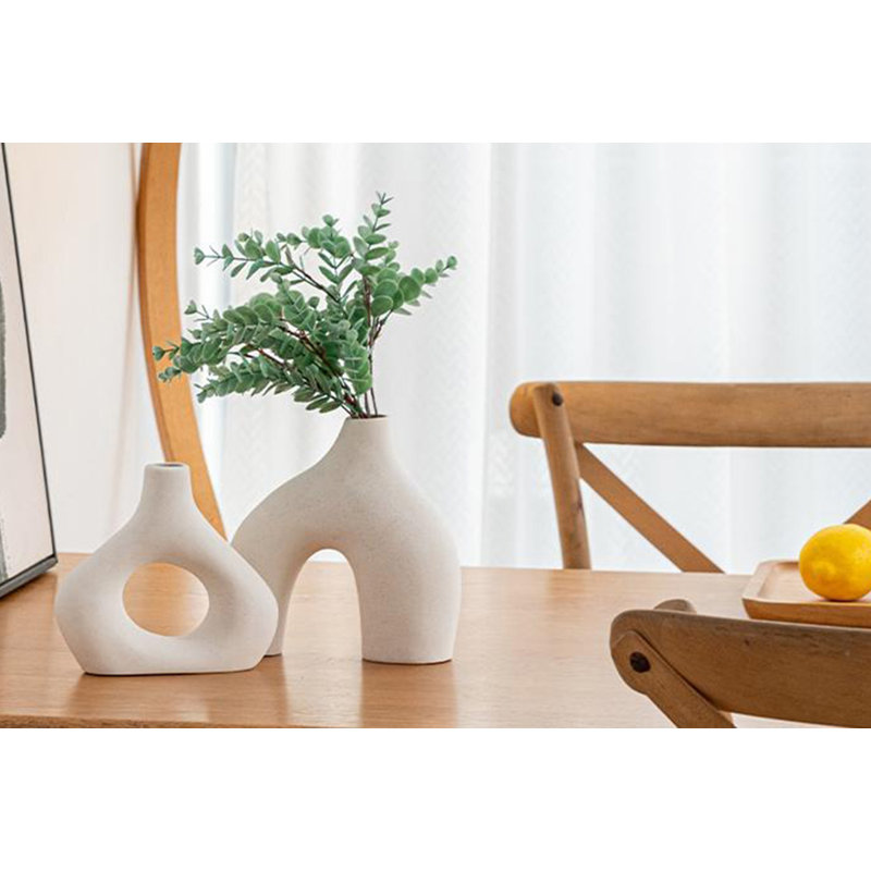Coye Ceramic Table Vase, 19cm H x 15cm W x 4cm D, Beige