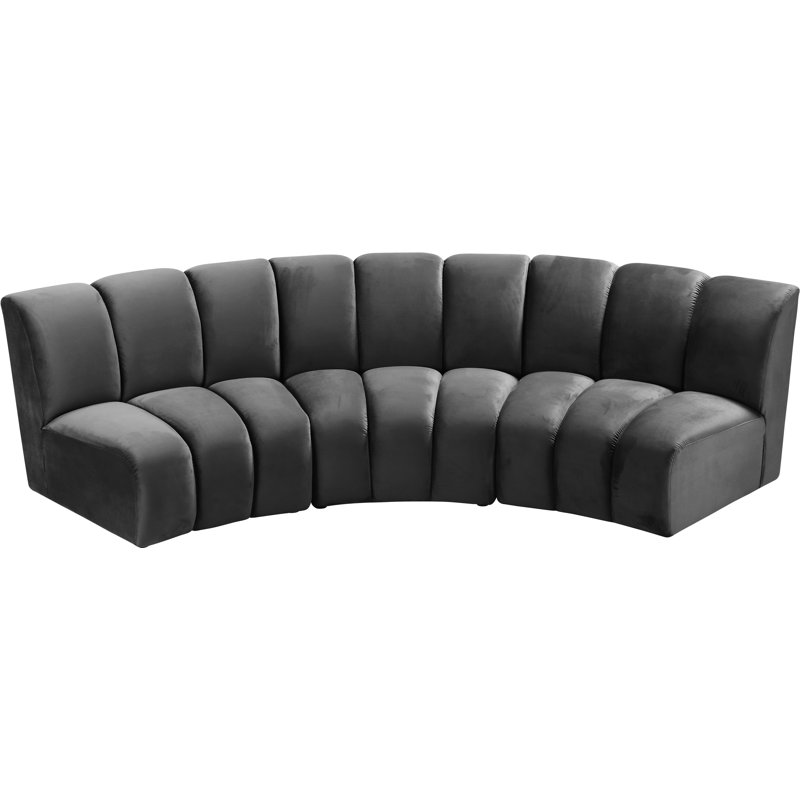 Canapé modulaire en velours Infinity, 3 pièces, Velours gris