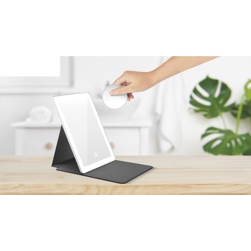 Conair Rechargeable LED Tablet Mirror with 5x Spot Magnifying Attachment