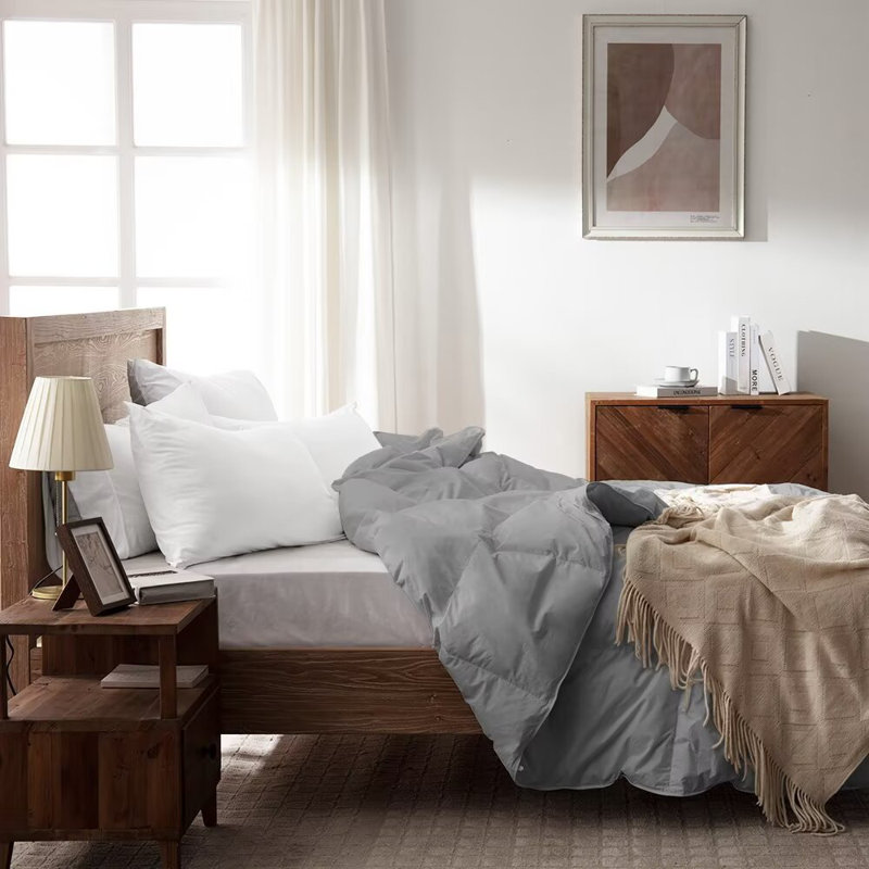 Housse de couette en duvet d'oie 100% coton toutes saisons, Édredon très grand, Gris