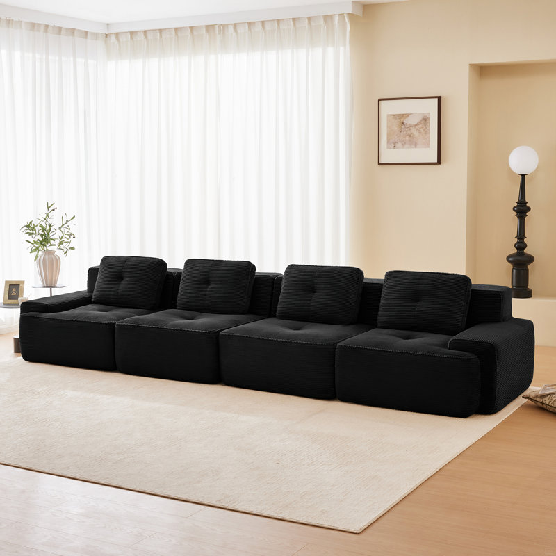 153" Modular Sectional Sofa, Black