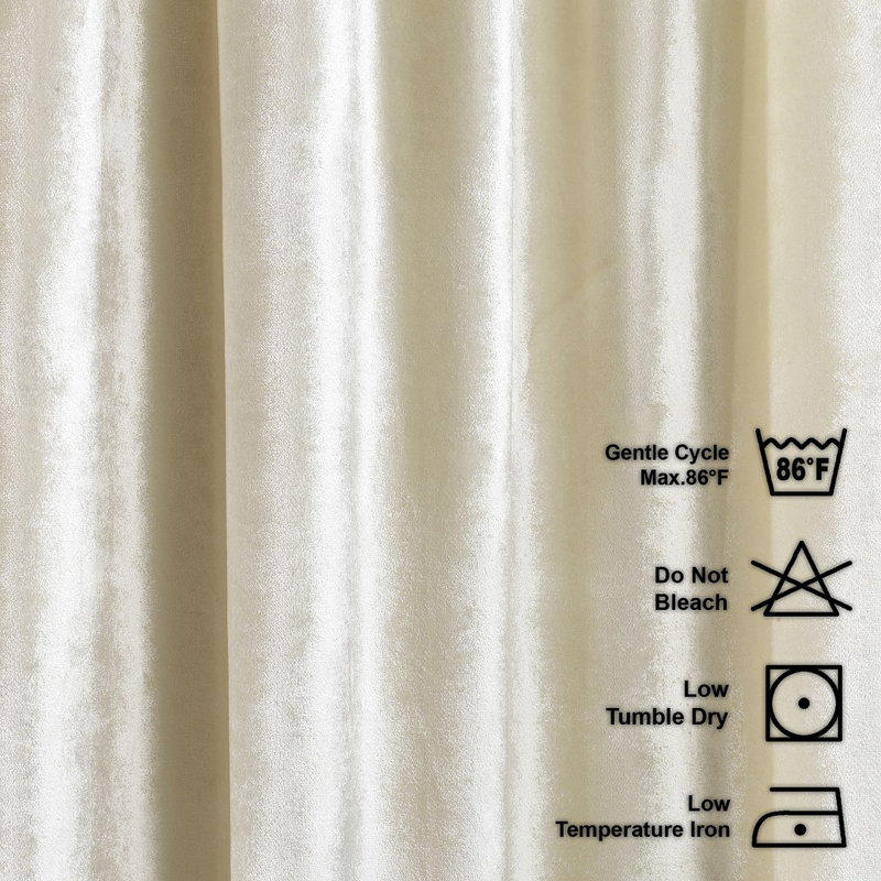 Velvet Semi-shee Single Curtain Panel, 245cm Width x 295cm Drop, Light Cream