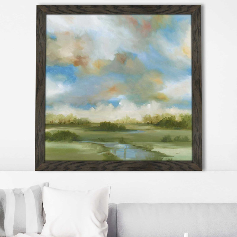 Rolling Hills I - peinture sur toile à cadre flottant, H 31,5 po x l 31,5 po x P 1 po, Cadre chocolat patiné