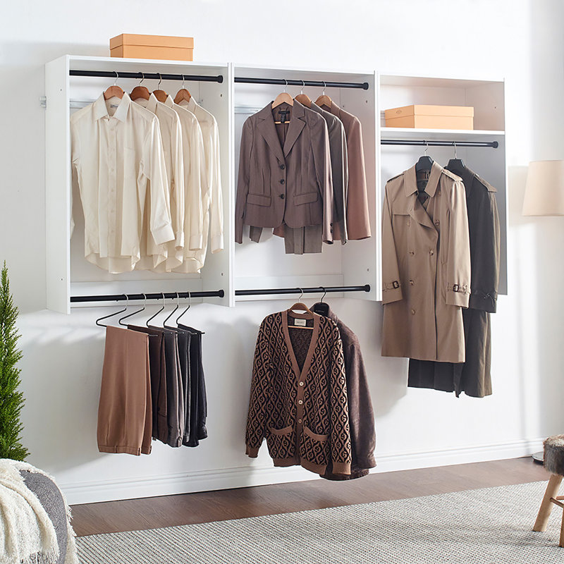 Système de garde-robe autoportant en bois, Blanc