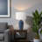 Frida Standard Concrete Table Lamp in Blue and Ivory Shade, 24.85'' H X 14.76'' W X 14.76'' D