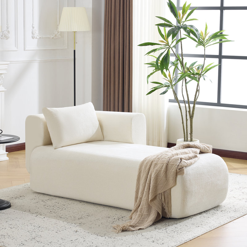 Indoor Compression Chaise Lounge Chair With Armrest, Modern Upholstered Boneless Sofa With Soft Pillows And Deep Seat, For Bedroom, Living Room