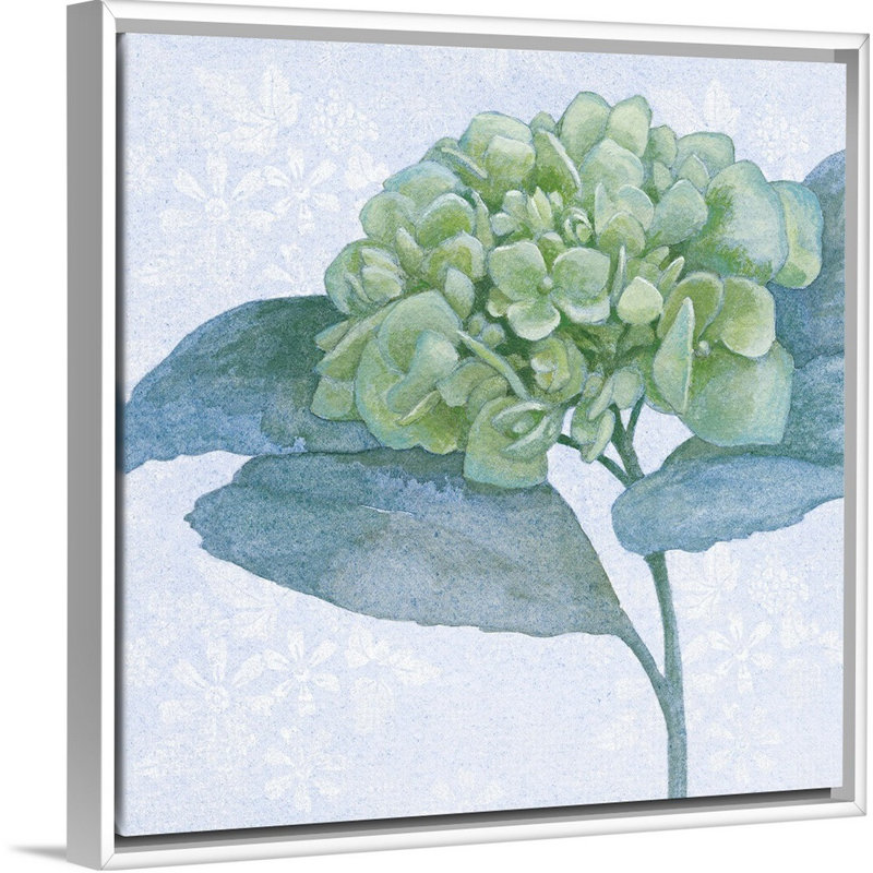 «Blue Hydrangea II», art mural sur toile, Toile avec cadre blanc, H 36 po x l 36 po x P 1,75 po