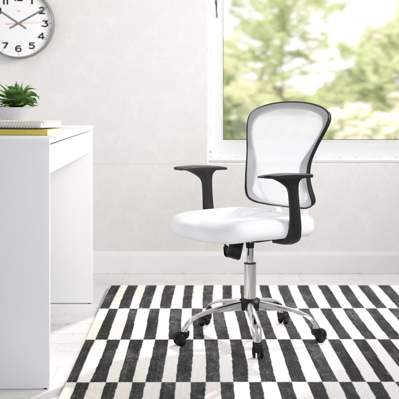 Chaise de travail en filet Crenguta, Blanc, Fixe