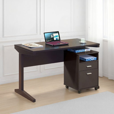 Bureau avec classeur, 2 tiroirs de rangement, brun cacao rouge de 47 pouces