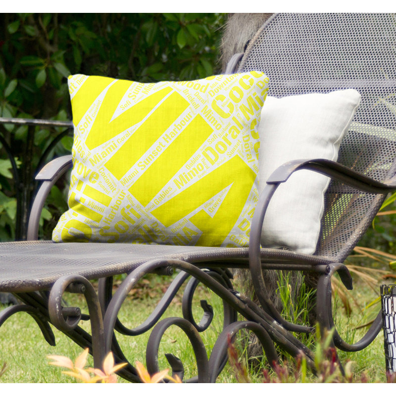 Coussin intérieur / extérieur Miami, Non, H 20 po x l 20 po, Jaune