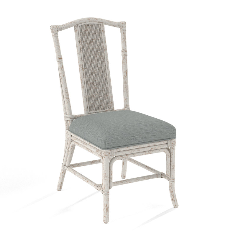 Drury Lane Slat Back Side Dining Chair, Beige Performance Fabric; 0851-73, Antique Frost White