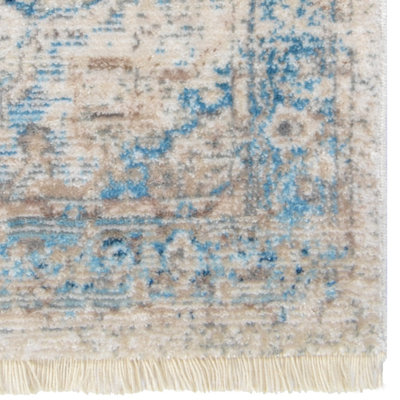 Machine Made Polyester Area Rugs - Rectangle | Gray Blue Color, Oriental Design, Low Pile Machine Made Area Rugs for Living Room, Bed Room