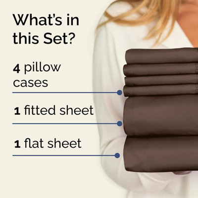 6 Piece Sheet Set, Soft Cooling Bed Sheets, Breathable & Wrinkle Free, Hotel Luxury Bedding