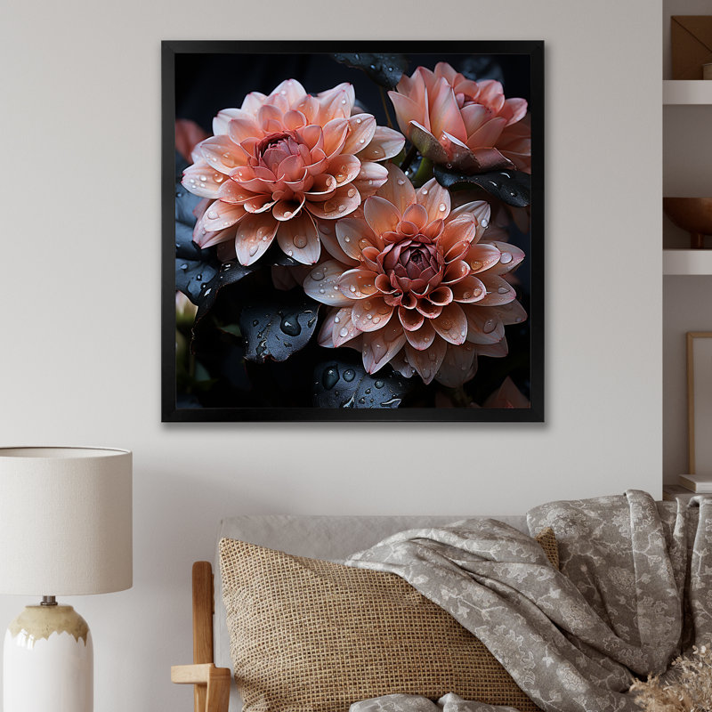 «Mums Noir Enchantment» sur toile, Cadre simple noir, H 24 po x l 24 po x P 1 po