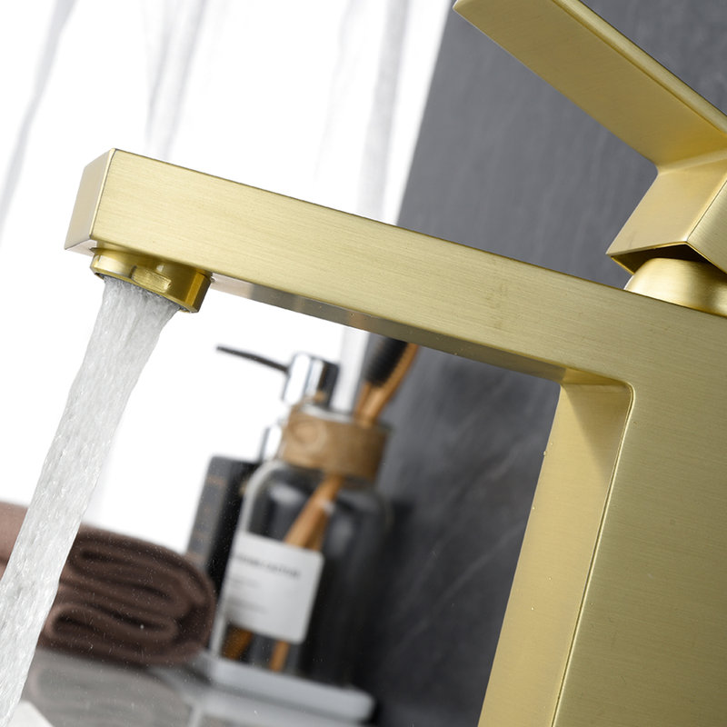 Robinet de salle de bain doré - Design moderne et lavabo fiable en céramique à commande manuelle