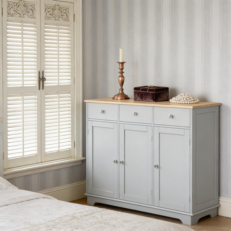 Buffet avec rangement tendance, Gris / naturel