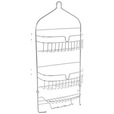 Rust-Resistant 3-Shelf Chrome Shower Caddy with Suction Cups and Razor Holders